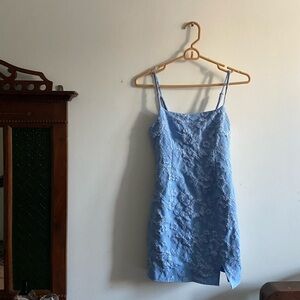 Vintage baby Blue Floral Dress xs